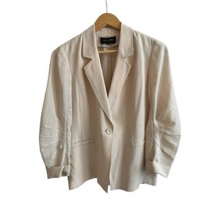 Kobi Halperin Cream Torryn Ruched Linen Blend Blazer, Sz Small